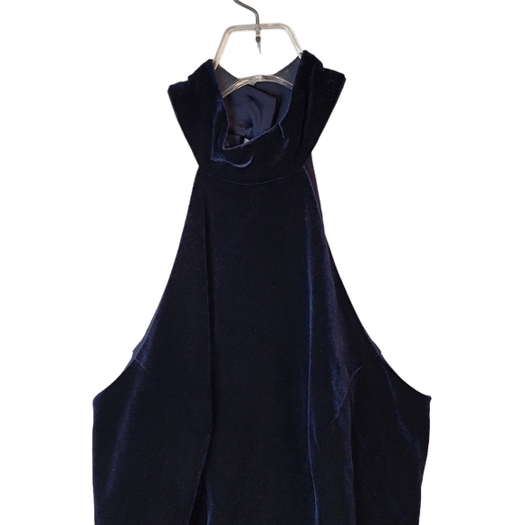 Bari Jay Vintage Satin Feel Midnight Dark Blue Beeded Sequined Trim Top 5-6 - Picture 5 of 12